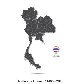 Thailand Map Region and Province Vector for your design, concept Illustration.