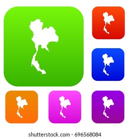 Thailand map set icon in different colors isolated vector illustration. Premium collection