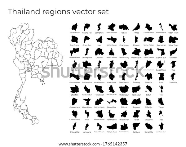 タイの地図と地域の形 地域を持つ国の空白のベクター画像マップ インフォグラフィックの国の境界 ベクターイラスト のベクター画像素材 ロイヤリティフリー