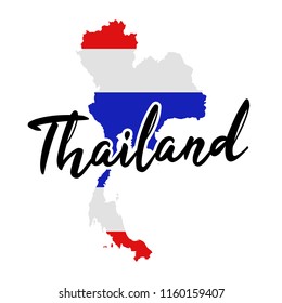 Thailand Map Silhouette Flag Button Vector Art Design Patriotic Symbol