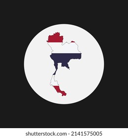 Thailand map silhouette with flag on white background