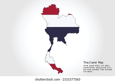 Thailand Map stripes. Vector illustration Color on White Backgound