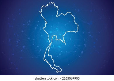 Thailand Map Technology  with network connection background