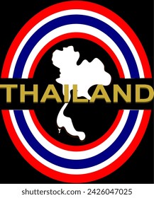 Mapa de Tailandia y bandera tailandesa, dibujo de línea abstracta dibujo de dibujos animados, ilustración vectorial.