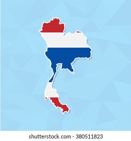 Thailand map with Thai flag ,isolate with background.