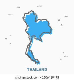 Thailand map in thin line style with small geometric figures. Vector illustration modern concept