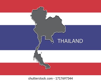 Thailand Karte dünnen Stil und Flaggen.