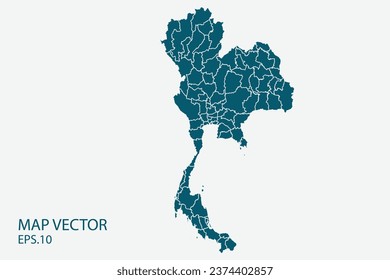 Mapa de Tailandia vector, diseño abstracto ilustración vectorial Eps 10. Alto detalle sobre fondo blanco.