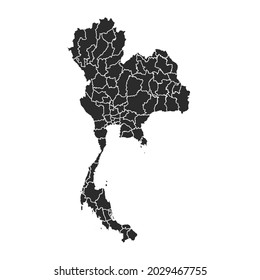 Mapa de Tailandia vector, color oscuro. aislado en fondo transparente. 