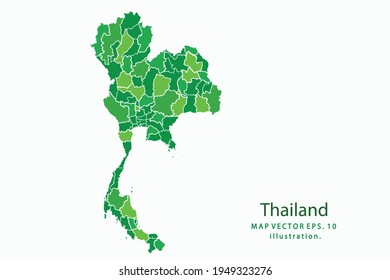 Mapa de Tailandia. Vector eps10. color verde. con un fondo blanco.
