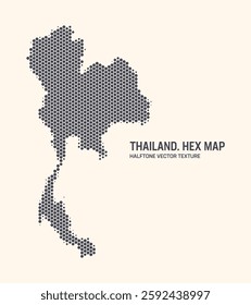 Thailand Map Vector Hexagonal Halftone Pattern Isolate On Light Background. Hex Texture in the Form of a Map of Thailand. Modern Technological Contour Map of Thailand for Design or Business Projects