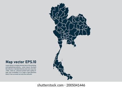 Mapa vector de Tailandia. aislado en fondo gris claro