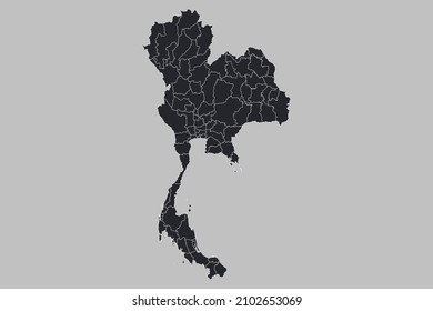 Thailand map vector, isolated on gray background