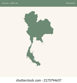 Thailand Map Vector Style Greyish Green, Flat Maps Vector Illustration - EPS10

