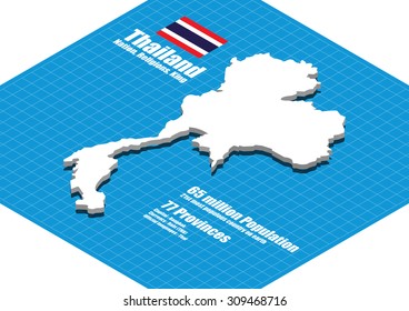 Thailand Map Vector Three Dimensional