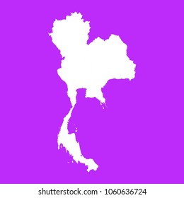 Thailand map. White map on purple background. Each province has a separate piece. Vector illustration eps 10.