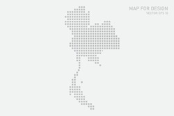 Mapa De Tailandia - Mapa Mundial Modelo Vectorial Internacional Con Píxel Gris, Rejilla, Grunge, Estilo De Medio Tono Aislado En Fondo Blanco Para Educación, Infografía, Diseño - Ilustración Vectorial Eps 10
