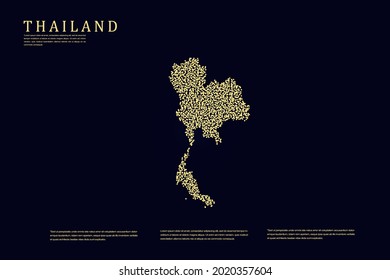 Mapa de Tailandia - Mapa Mundial de la plantilla de vector internacional con grilla de oro sobre fondo oscuro para banner, sitio web, infografía, educación - Ilustración vectorial eps 10