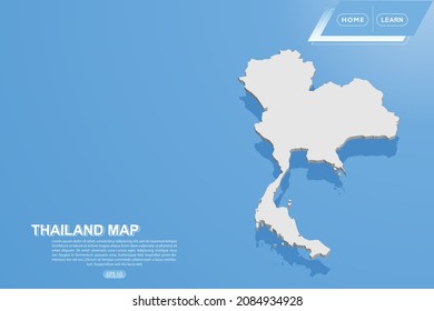 Thailand Map - World map International vector template with isometric style including shadow, white color on blue background for design, website, infographic - Vector illustration eps 10