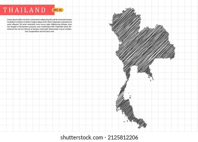 Thailand Map - World Map International vector template with black outline graphic sketch and old school style isolated on white grid background - Vector illustration eps 10
