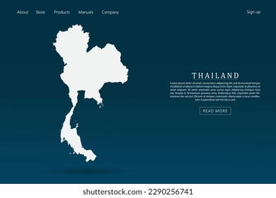 Thailand Map - World map international vector template with 3d white color on dark blue and green gradient color background for website template design, infographic - Vector illustration eps 10