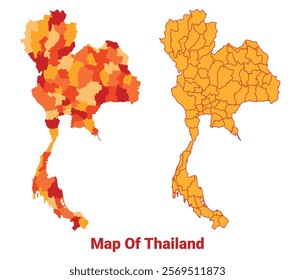 Thailand Map Yellow regions orange political map vector