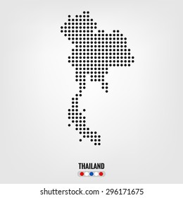 Thailand Map,vector Halftone Dots