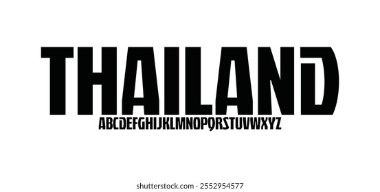 Tailândia, fontes modernas de alfabeto abstratas mínimas. Tecnologia de tipografia, eletrônico, filme, digital, música, futuro, logotipo fonte criativa.