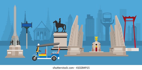 Thailand Monuments and Statue , Skyline City Background, Travel Attraction