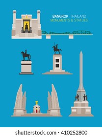 Thailand Monuments and Statues Objects Set, King, Democracy and Victory