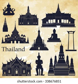 Thailand monuments. Vector illustration