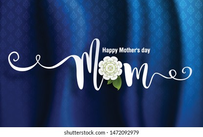 Thailand Mother's day background and beautiful Jasmine flower Thai traditional paper art craft style on background.