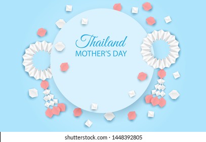 Thailand Mother's day background . Design with garland origami for mother's day. Thai traditional. paper art style .vector.