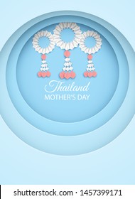 Thailand Mother's day background . Design with garland origami for mother's day. Thai traditional. paper art style .vector.