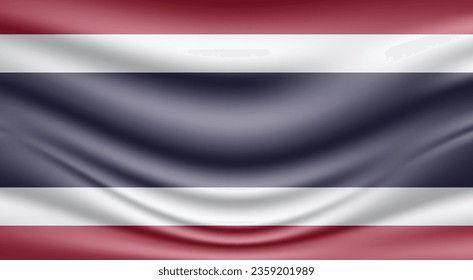 Diseño de fondo vectorial realista de la bandera de Tailandia