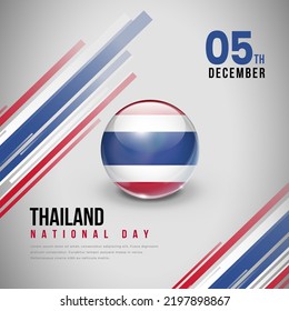 Thailand National Day. Poster Template Design. Glass effect style illustration.