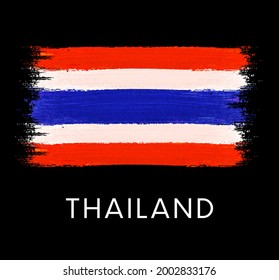 Thailand national flag. Brush paint on a black background vector illustration.