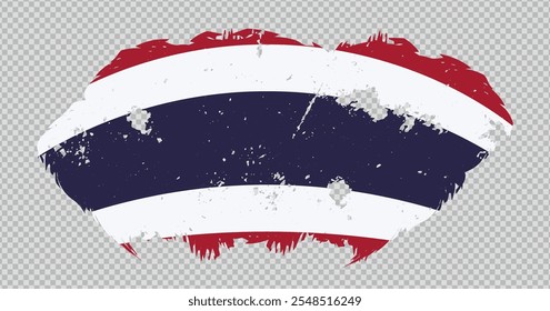 Thailand national flag with distressed stroke brush effect on isolated background