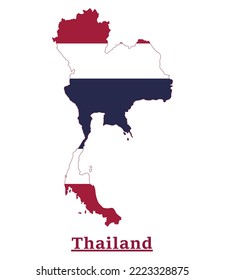 Thailand National Flag Map Design, Illustration Of Thailand Country Flag Inside The Map