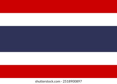 Bandera nacional de Tailandia - Ilustración vectorial oficial de la bandera nacional de Tailandia. Ideal para proyectos que celebran la cultura tailandesa, el patrimonio y el orgullo nacional