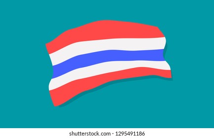 thailand national flag thong trairong tricolour red white blue vector illustration eps10