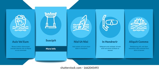 Thailand National Onboarding Mobile App Page Screen Vector. Thailand On Geography Map And Flag, Bungalow And Building, Elephant And Tuktuk Concept Linear Pictograms. Color Contour Illustrations