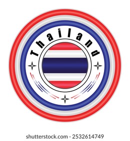 Arte vectorial de la insignia del orgullo nacional de Tailandia. emblema circular con Colores de la bandera de Tailandia rojo, blanco y azul. Simbolizando la identidad nacional tailandesa. EPS de Vector editable disponible