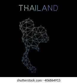 Thailand Network Map. Abstract Polygonal Thailand Network Map Design. Map Of Thailand Network Connections. Vector Illustration.