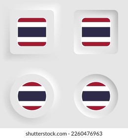 Juego de etiquetas y gráficos neumórficos en Tailandia. Elemento de impacto para el uso que desea hacer de él.