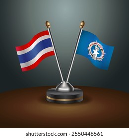 Thailand and Northern Marianas table flags relation  with gradient backgrund. Vector Illustration