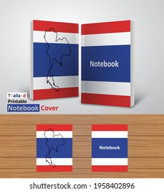 Thailand Notebook Design Mockup - 3D Book Template - National Country Map and Flag - Ready to Print Magazine Cover - Vector