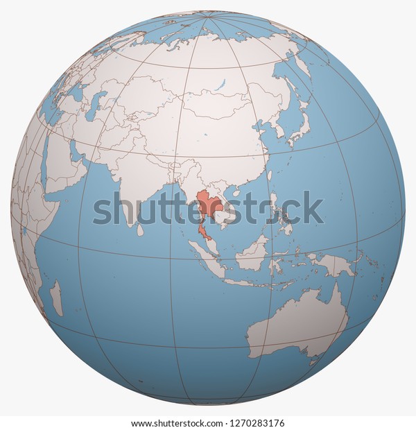 Thailand On Globe Earth Hemisphere Centered Stock Vector (Royalty Free