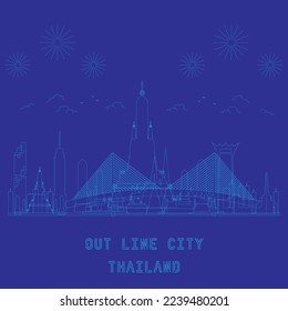 thailändische Umrissansicht der Stadt, Vektorfrei