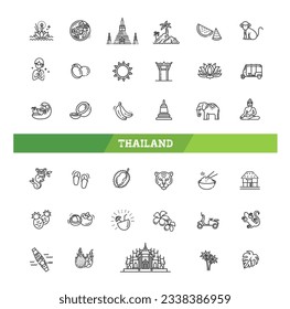 Thailand outline Icons. Linear Icons. Vector illustration